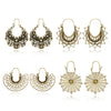 Jewelry Alloy Electroplating Geometric Semicircular Cshaped Fanshaped Earrings With Spider Web Pattern