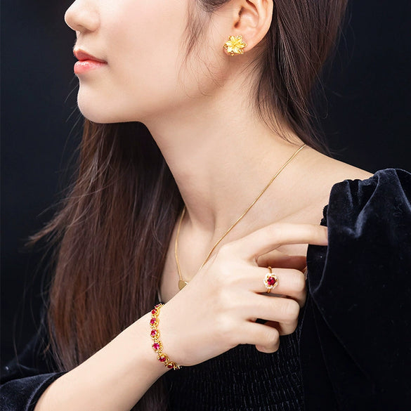 Jewelry Alloy Emerald Butterfly Bracelet Women Palace Style Electroplating