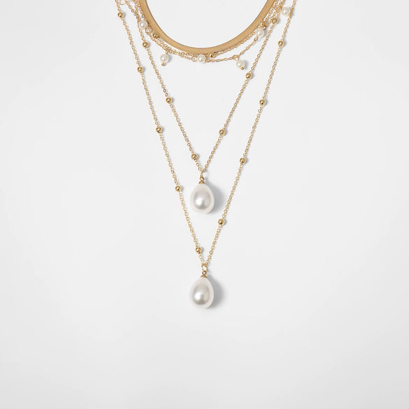 Jewelry Alloy Exaggerated Portrait Coin Multielement Retro Relief Flower Plate Imitation Pearl Geometric Ochain Electroplated Necklace For Women