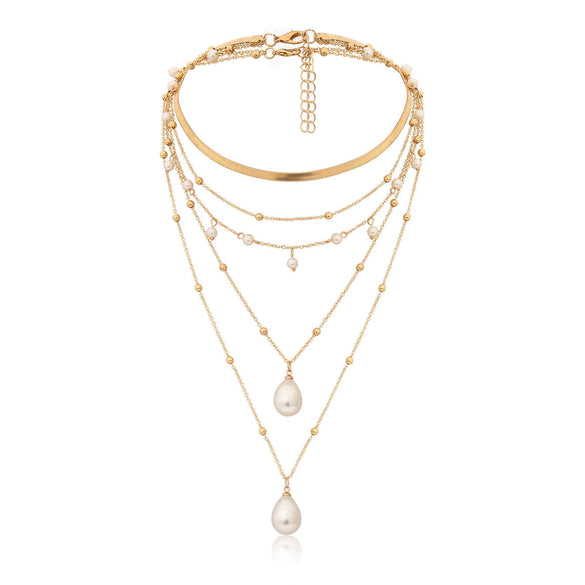 Jewelry Alloy Exaggerated Portrait Coin Multielement Retro Relief Flower Plate Imitation Pearl Geometric Ochain Electroplated Necklace For Women