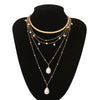 Jewelry Alloy Exaggerated Portrait Coin Multielement Retro Relief Flower Plate Imitation Pearl Geometric Ochain Electroplated Necklace For Women