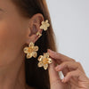 Jewelry Alloy Exaggerated Star Flower Electroplated Earrings For Women