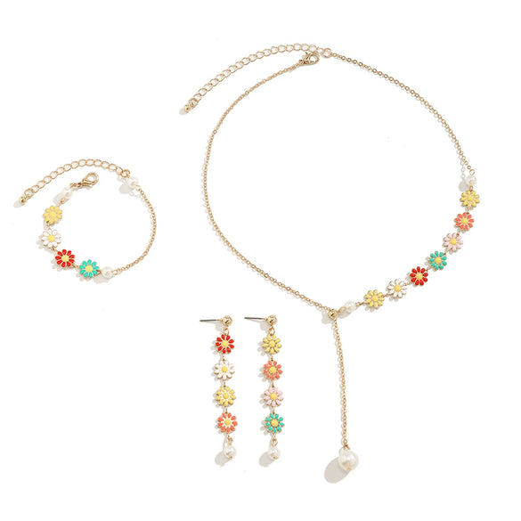 Jewelry Alloy Flower Pattern Electroplating Cross Chain Clavicle Necklace For Women