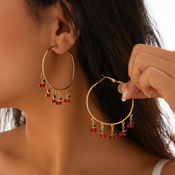 Jewelry Alloy Forest Style Mushroom Leaf Flower Exaggerated Pendant Tassel Earrings Electroplated