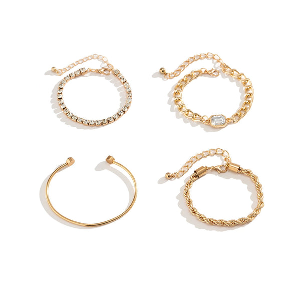 Jewelry Alloy Full Twist Chain Bracelet Geometric Style Diamond Design For Women