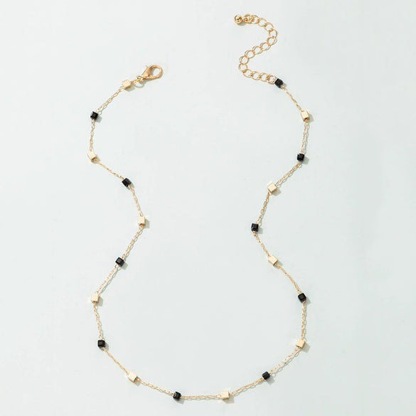 Jewelry Alloy Gems Geometric Three Dimensional Square Simple Necklace