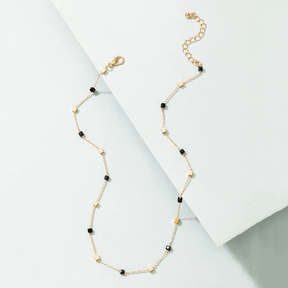 Jewelry Alloy Gems Geometric Three Dimensional Square Simple Necklace