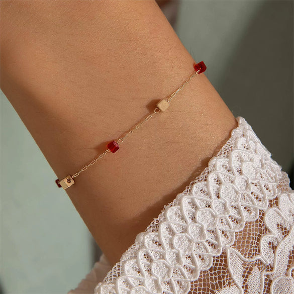 Jewelry Alloy Gems Geometric Three Dimensional Square Simple Necklace
