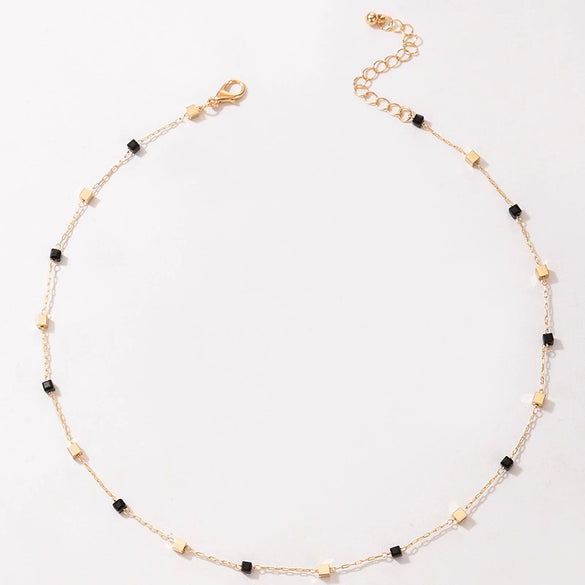 Jewelry Alloy Gems Geometric Three Dimensional Square Simple Necklace