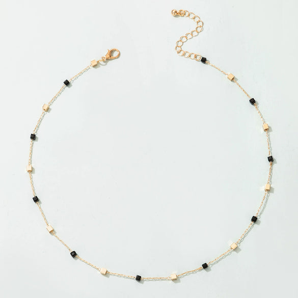 Jewelry Alloy Gems Geometric Three Dimensional Square Simple Necklace
