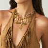 Jewelry Alloy Geometric Antique Coin Pendant Necklace With Twist Chain Electroplating Style For Unisex