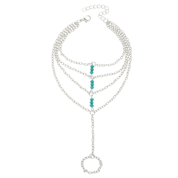 Jewelry Alloy Geometric Beaded Women's Multilayer Chain Bracelet With Electroplating
