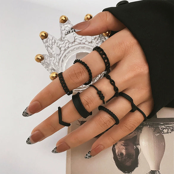 Jewelry Alloy Geometric Black Butterfly Electroplated Women's Ring Set