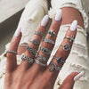 Jewelry Alloy Geometric Black Gemstone Ring Set With Electroplating