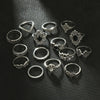 Jewelry Alloy Geometric Black Gemstone Ring Set With Electroplating