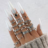 Jewelry Alloy Geometric Black Gemstone Ring Set With Electroplating