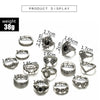 Jewelry Alloy Geometric Black Gemstone Ring Set With Electroplating