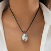 Jewelry Alloy Geometric Comma Water Drop Pendant Necklace With Electroplating And Snake Bone Chain For Women