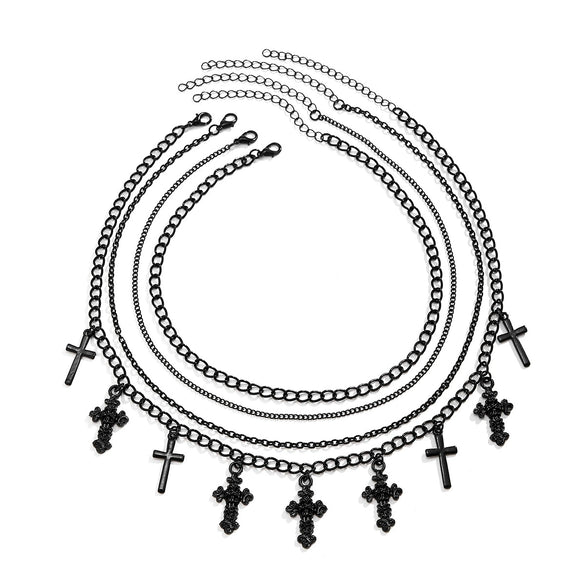 Jewelry Alloy Geometric Cross Chain Necklace Electroplated For Women Sweet And Cool Style