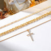 Jewelry Alloy Geometric Cross Heartshaped Pendant Multilayer Necklace With Diamond For Women