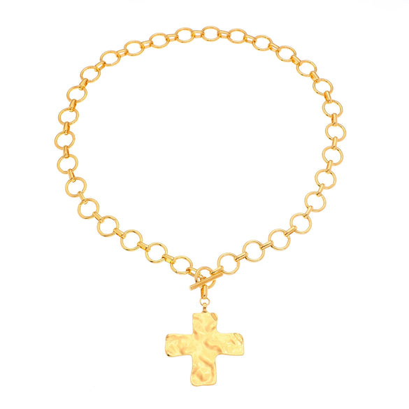 Jewelry Alloy Geometric Cross Pendant Necklace Electroplated Cold Style Clavicle Chain For Women