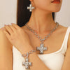 Jewelry Alloy Geometric Cross Pendant Necklace Electroplated Cold Style Clavicle Chain For Women