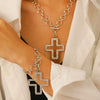 Jewelry Alloy Geometric Cross Pendant Necklace Electroplated Cold Style Clavicle Chain For Women
