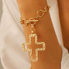 Jewelry Alloy Geometric Cross Pendant Necklace Electroplated Cold Style Clavicle Chain For Women