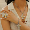 Jewelry Alloy Geometric Cross Pendant Necklace Electroplated Cold Style Clavicle Chain For Women