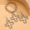 Jewelry Alloy Geometric Cross Pendant Necklace Electroplated Cold Style Clavicle Chain For Women