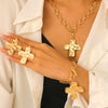 Jewelry Alloy Geometric Cross Pendant Necklace Electroplated Cold Style Clavicle Chain For Women