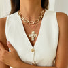 Jewelry Alloy Geometric Cross Pendant Necklace Electroplating Light Luxury Style
