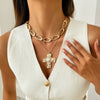 Jewelry Alloy Geometric Cross Pendant Necklace Electroplating Light Luxury Style