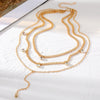 Jewelry Alloy Geometric Crystal Tassel Clavicle Necklace Cold Style Simple Multi Layer Stacked Diamond Design