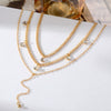 Jewelry Alloy Geometric Crystal Tassel Clavicle Necklace Cold Style Simple Multi Layer Stacked Diamond Design