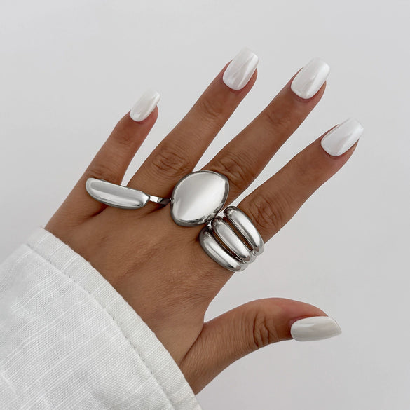 Jewelry Alloy Geometric Curved Open Ring Simple Style Electroplated