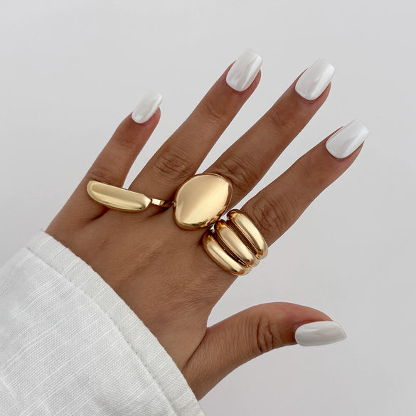 Jewelry Alloy Geometric Curved Open Ring Simple Style Electroplated