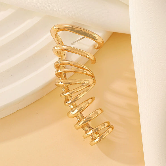 Jewelry Alloy Geometric Cut Out Semicircular Wheel Tragus Clip Earring Electroplating Women's Style
