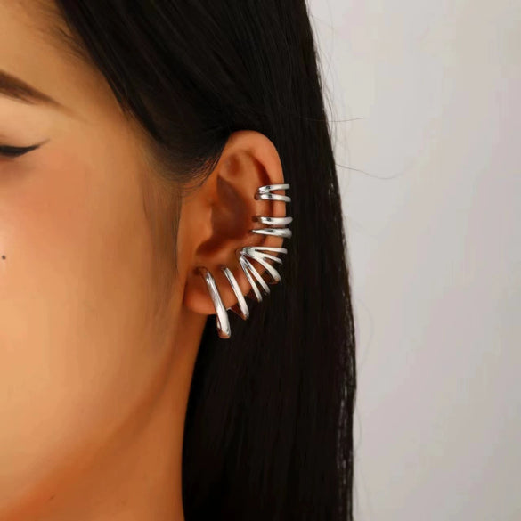 Jewelry Alloy Geometric Cut Out Semicircular Wheel Tragus Clip Earring Electroplating Women's Style