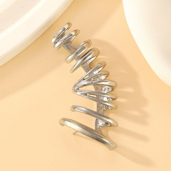 Jewelry Alloy Geometric Cut Out Semicircular Wheel Tragus Clip Earring Electroplating Women's Style