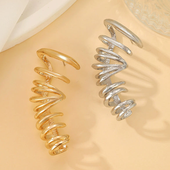 Jewelry Alloy Geometric Cut Out Semicircular Wheel Tragus Clip Earring Electroplating Women's Style