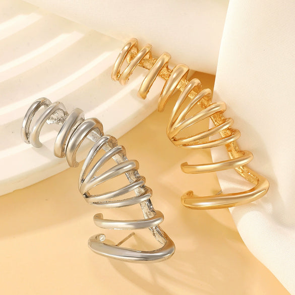 Jewelry Alloy Geometric Cut Out Semicircular Wheel Tragus Clip Earring Electroplating Women's Style
