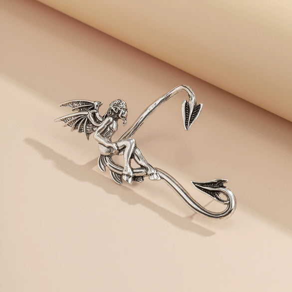 Jewelry Alloy Geometric Devil Angel Three Dimensional Contour Ear Clip Electroplated Women's Halloween Elf Wings Earrings