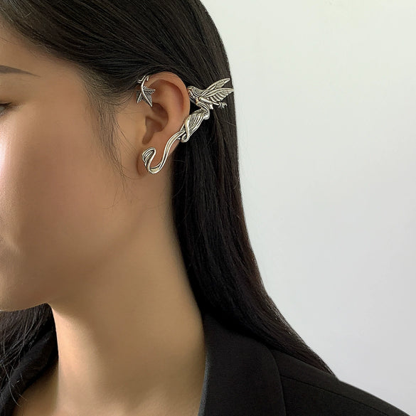 Jewelry Alloy Geometric Devil Angel Three Dimensional Contour Ear Clip Electroplated Women's Halloween Elf Wings Earrings