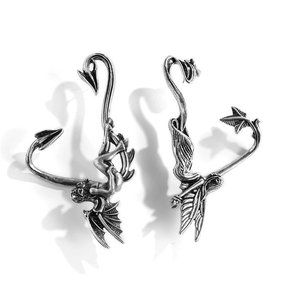 Jewelry Alloy Geometric Devil Angel Three Dimensional Contour Ear Clip Electroplated Women's Halloween Elf Wings Earrings