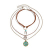 Jewelry Alloy Geometric Devil's Eye Pendant Necklace With Leather Wax Thread Iron Chain Rice Beads Acrylic Crystal Electroplating For Women