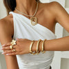 Jewelry Alloy Geometric Electroplated Asymmetrical Spiral Pendant Necklace And Bracelet