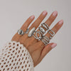 Jewelry Alloy Geometric Exaggerated Asymmetrical Open Ring Set Electroplating Niche Style