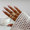 Jewelry Alloy Geometric Exaggerated Asymmetrical Open Ring Set Electroplating Niche Style