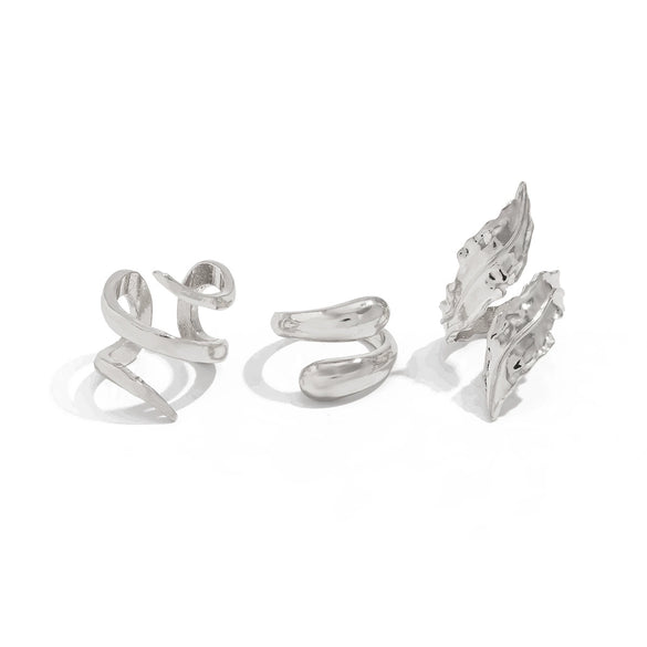 Jewelry Alloy Geometric Exaggerated Asymmetrical Open Ring Set Electroplating Niche Style